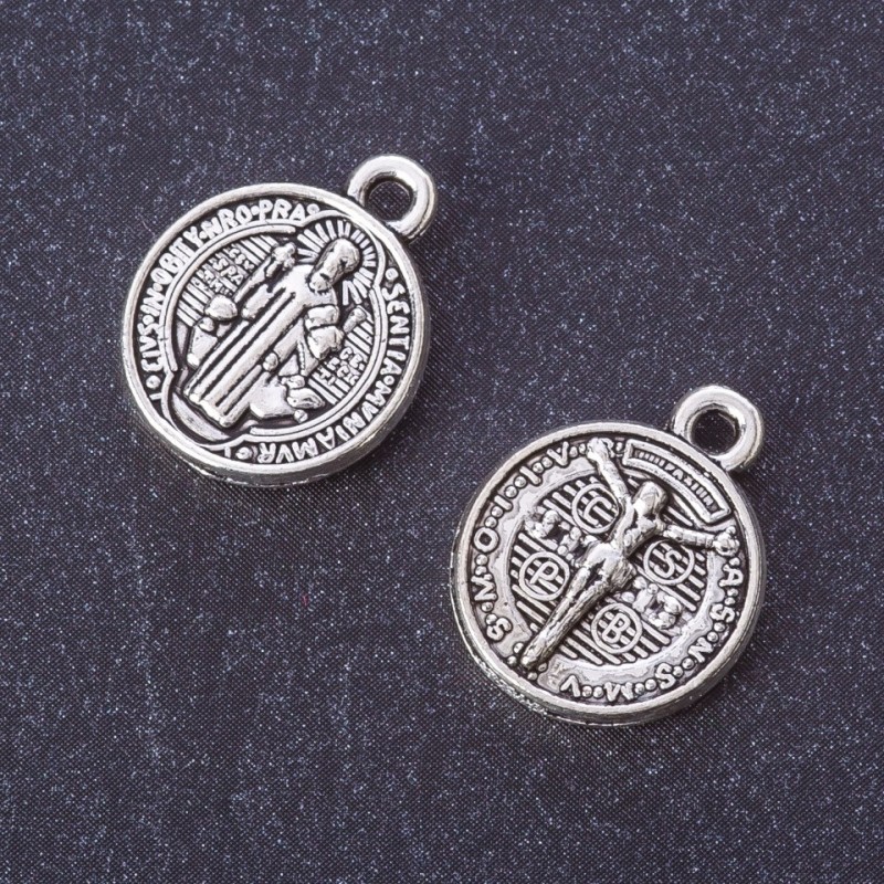 Anhänger Münze Ikone / Kreuz, Metallfarbe Silber, Ø 17×13 mm, Verpackung 20 g, ±13 Stück