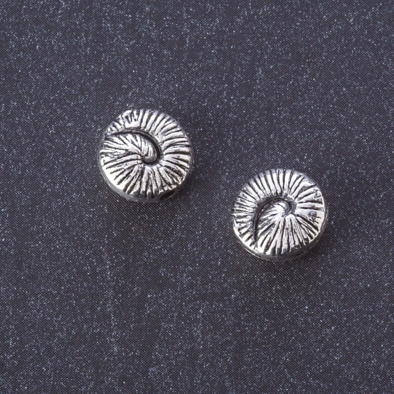 Perleinsatz Ammonit-Spirale, silberfarbener Metallton Ø 10 mm, Verpackung 20 g ± 15 Stück