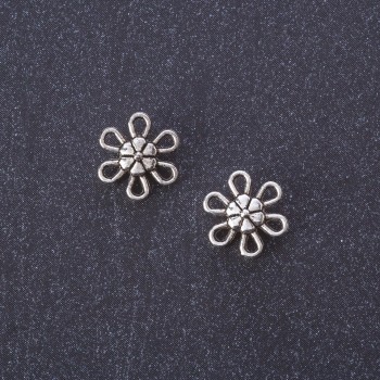 Konnektor Blume, Anhänger, silberfarben, 9 mm, Verpackung 20 g, ca. 70 Stück