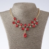 Collier Monaco mit roten Kristallen in Tropfenform, Länge 40–52 cm, Metallfarbe Gold