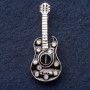 Brosche 'Bandera-Gitarre' 5 × 2 cm schwarze Emaille, silberfarbenes Metall