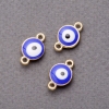 Verbindungsanhänger 'Auge' blau emailliert, goldfarbene Fassung, 10 mm, 4 Stück