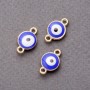 Verbindungsanhänger 'Auge' blau emailliert, goldfarbene Fassung, 10 mm, 4 Stück