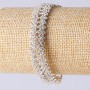 Zweireihiges Strassarmband mit Verschluss – Zickzack-Muster, silberfarben, Länge 19 cm, Breite 14 mm