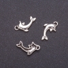Zubehör Anhänger Delfin, Breite 11 mm, Durchmesser d mm, Länge L0 mm, Oberfläche graues Metall, Gewicht ca. 20 g, ± 34 Stück