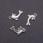 Zubehör Anhänger Delfin, Breite 11 mm, Durchmesser d mm, Länge L0 mm, Oberfläche graues Metall, Gewicht ca. 20 g, ± 34 Stück