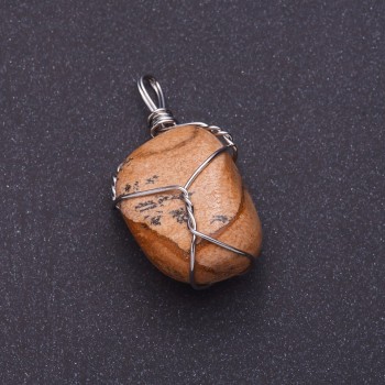 Anhänger aus Landschaftsjaspis im silbernen Geflecht, 2,8 × 2 cm (±)