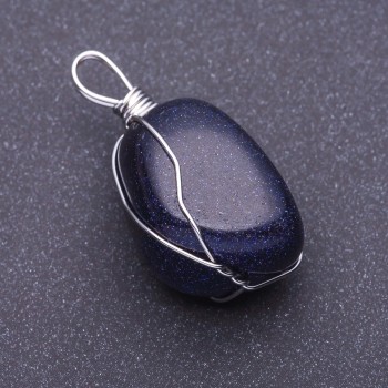 Anhänger aus Aventurin, Naturstein – „Nacht von Kairo“ in Geflechtfassung, ca. 3 × 2 cm (+/-) – assortierte Größen