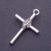 Schmuckzubehör Kreuzanhänger, Länge 40 mm, d1-3, Durchmesser 5 mm, Farbe Silber, Ausführung 6 Stück