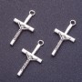 Anhänger Kreuz (Kreuzigung), Länge 28 mm, Lochdurchmesser 1,5 mm, Farbe Silber, Oberfläche poliert, Gewicht 20 g, ±19 Stück