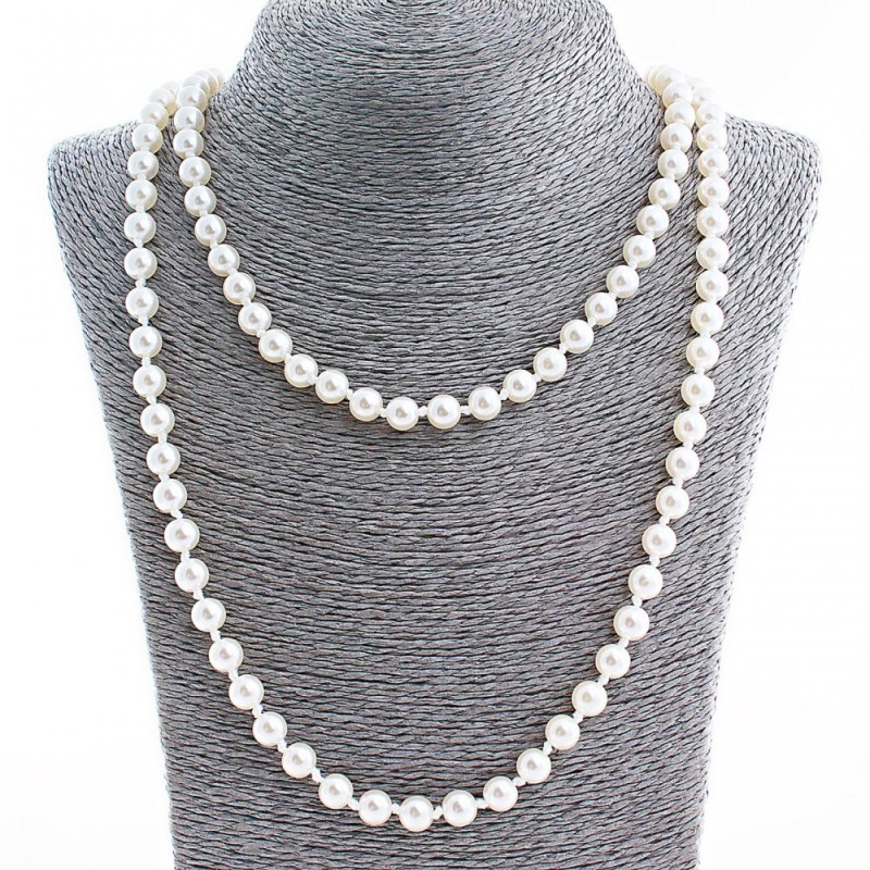 Lange Perlenkette aus Kunststoff, Durchmesser der Perlen 8 mm, Länge 150 cm +