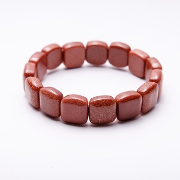 Armband aus Aventurin (synthetisch) „Goldener Sand“ auf Elastikband, Glied 12×12 mm, Umfang ca. 18 cm