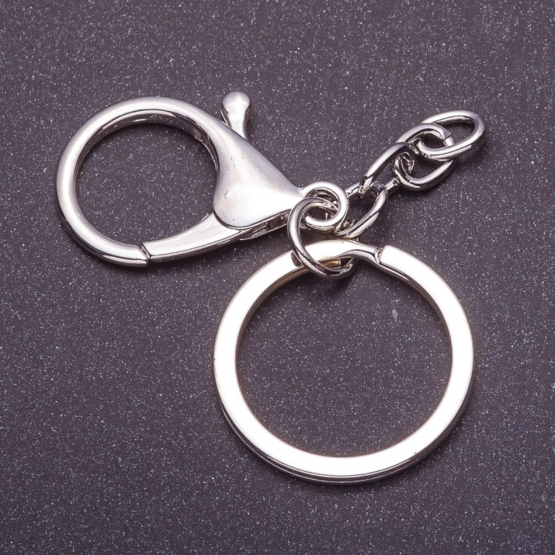 Preis pro Packung / 10 Stück – Schlüsselanhänger-Basis mit zwei Befestigungen, Karabiner und Ring, Durchmesser 3 cm, Länge 5 cm