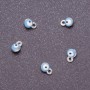 Anhänger 'Augen', Durchmesser 4 mm, Länge 6 mm, blau emailliert, Metall grau, 14 Stück