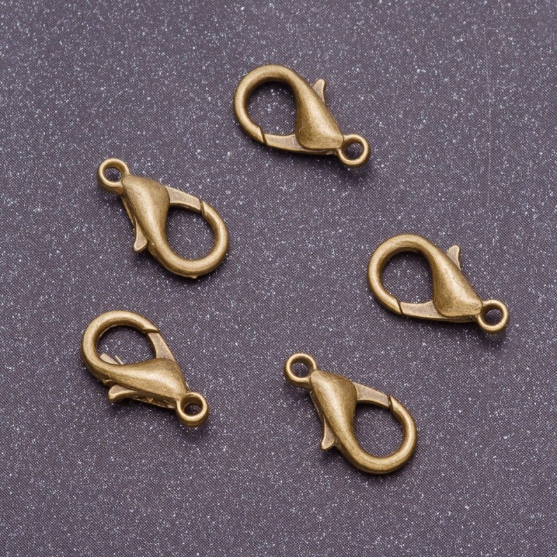 Bronzefarbener Karabiner-Verschluss, Durchmesser 7,5 mm, Länge 14 mm (Packung 10 Stück)
