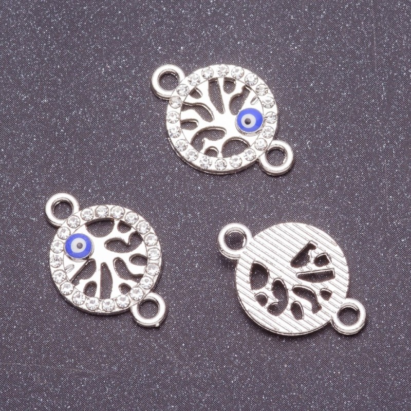 Verbindungsstück Baum der Augen, Durchmesser 14 mm, Länge L0 mm, Metallfarbe Silber, Packung 3 Stück