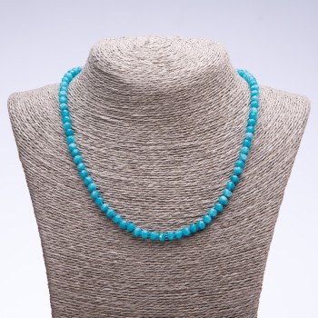 Halskette aus Aquamarin (künstlich hergestellt) facettierte Rondellen, Durchmesser 6 × 4 mm, Länge 50 cm