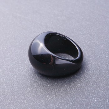 Ring aus Naturstein, schwarzer Achat, Größe 19