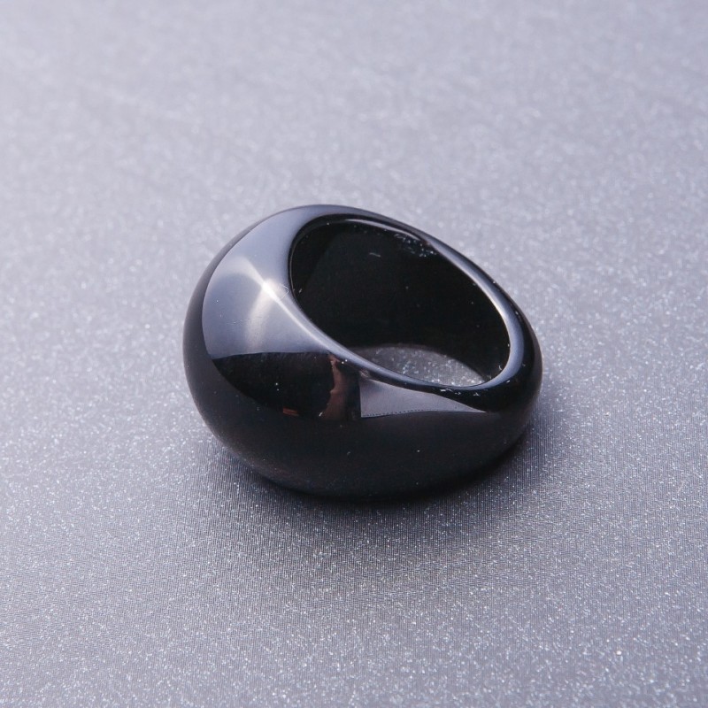 Ring aus Naturstein, schwarzer Achat, Größe 19