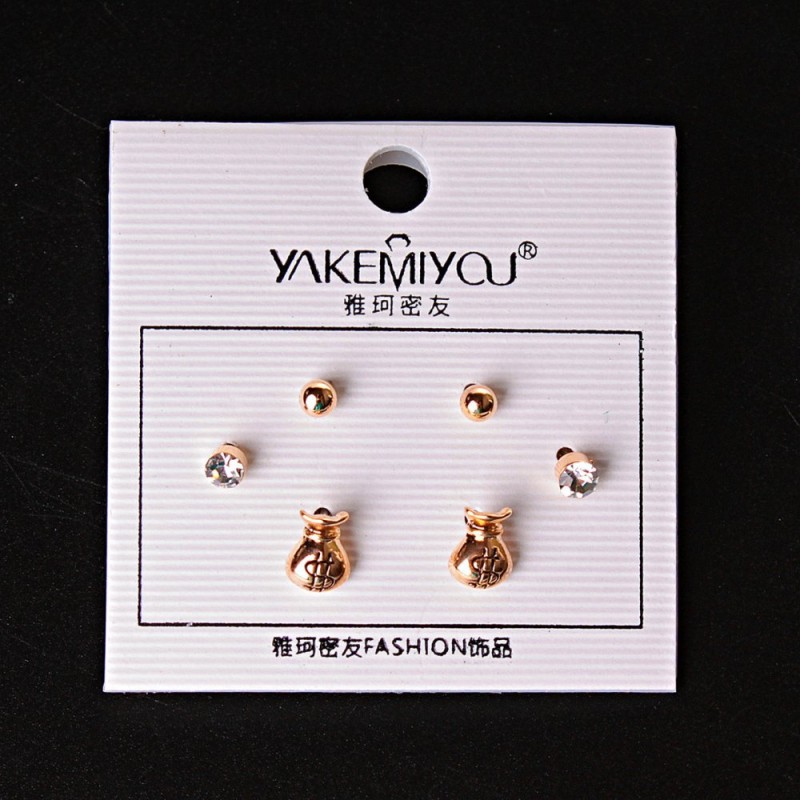 (5 mm) Ohrringe Geldbeutel-Kugeln mit Strass Gold
