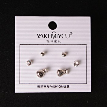 (5 mm) Ohrringe Geldsäcke Kugeln mit Strass Silber