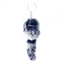 Pompon-Schlüsselanhänger aus natürlichem Fell – elastisches Band, Felltierchen, 15 cm
