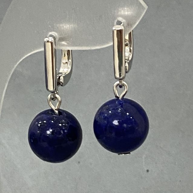 Ohrringe Lapislazuli (künstlich), Durchmesser 12 mm