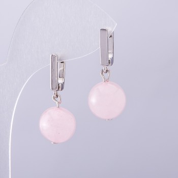 Ohrhänger Elegant Rosenquarz, Durchmesser 10 mm