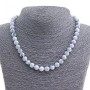 Kette aus Kaolinit, natürlicher Stein, 8-mm-Kugeln, Länge 45 cm+