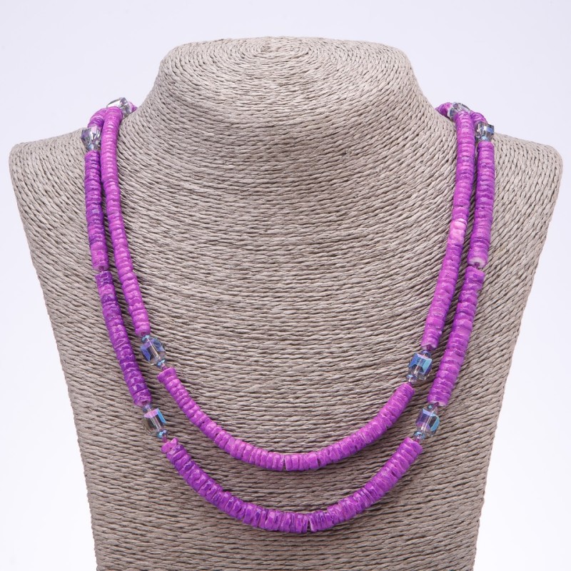 Violette Halskette aus Skafarki-Muscheln, Länge 120 cm