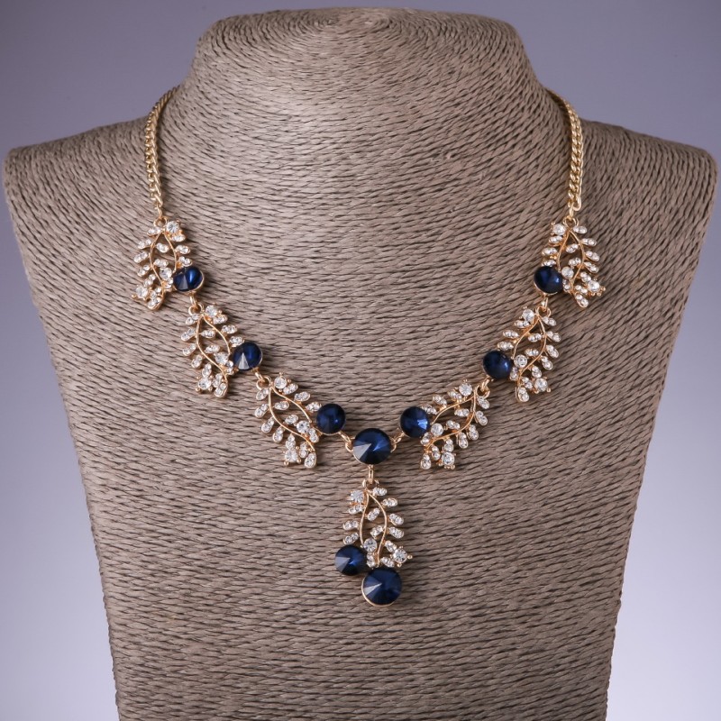Kette mit blauen Kristallen "Äste", Länge 42–50 cm