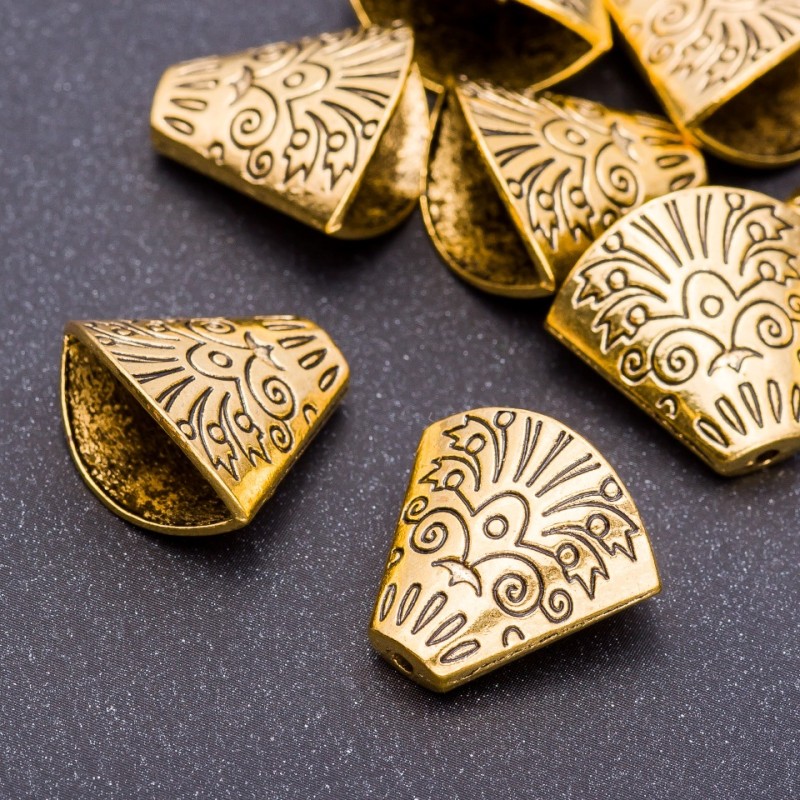 Endkappe für Perlen, Altgold – Durchmesser 18×19×7 mm, Loch Ø 5 mm, Verpackung ca. 20 g ± 6 Stück