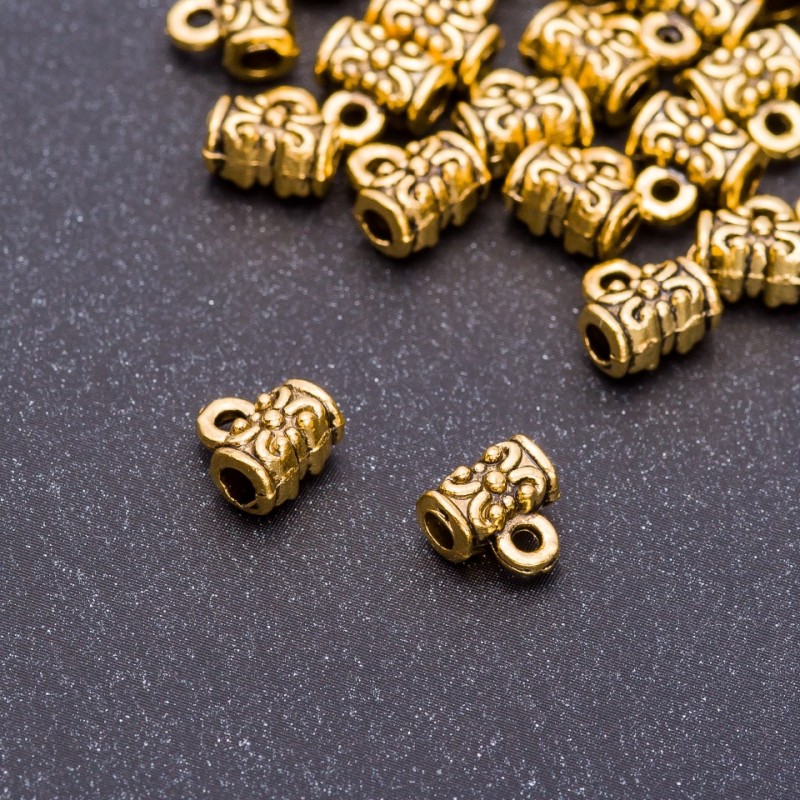 Anhängeröse (Bale) in Antikgold, Durchmesser 7×4×7 mm, Loch Ø 3,5 mm, Verpackung 20 g ± 40 Stück