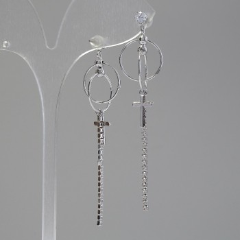 Ohrstecker 'Itaolyao' Kreuzchen, Durchmesser 15 mm, Länge 65 mm, Farbe Silber