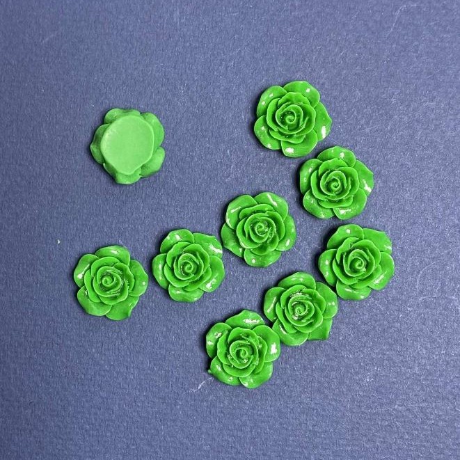 Kabochon Grüne Rose, Acryl, Ø 18 mm, Packung 17 Stück