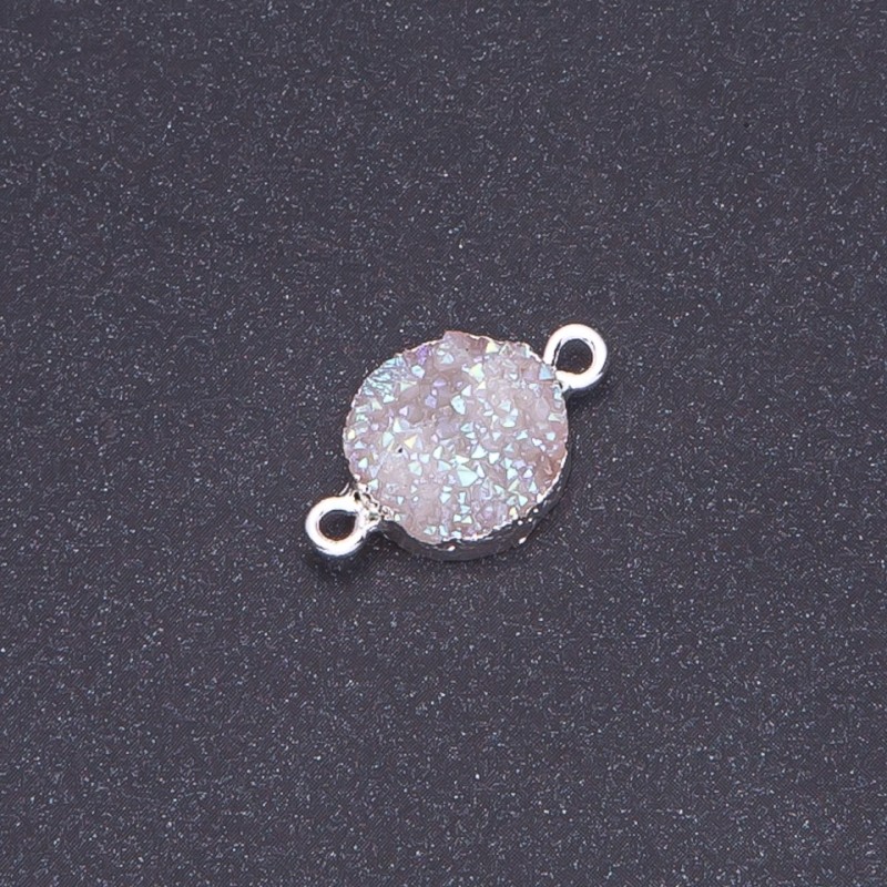Verbindungsstück Weißer Kosmos "Druza" Acryl "Silber", Durchmesser 14 mm, Länge 3 mm