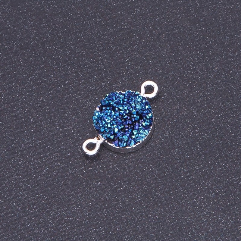 Verbindungsstück „Blauer Kosmos“ Druse, Acryl, Silber, Durchmesser 14 mm, Dicke 3 mm