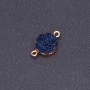 Konnektor dunkelblau 'Druse' Acryl 'Gold', Durchmesser 14 mm, Länge 3 mm