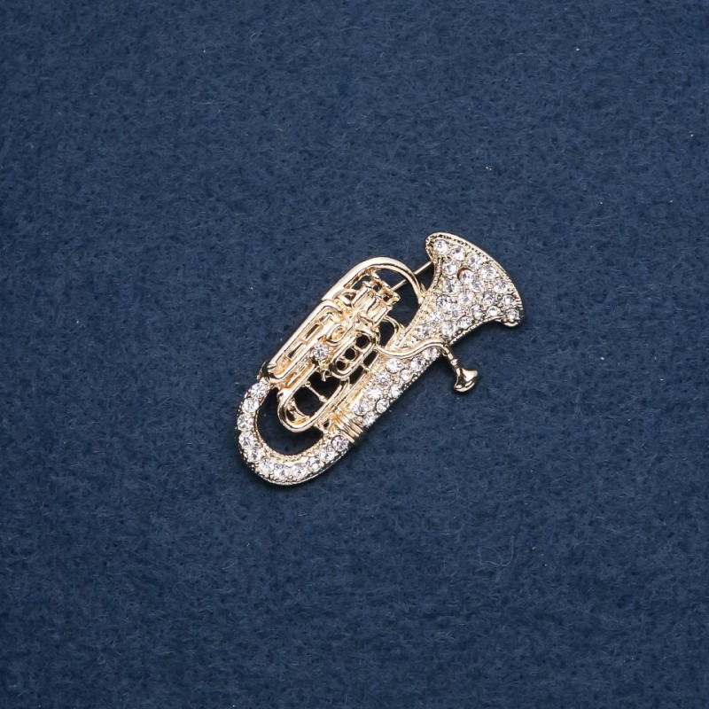 Musikbrosche "Trompete" 47 × 26 mm, Metallfarbe Gold