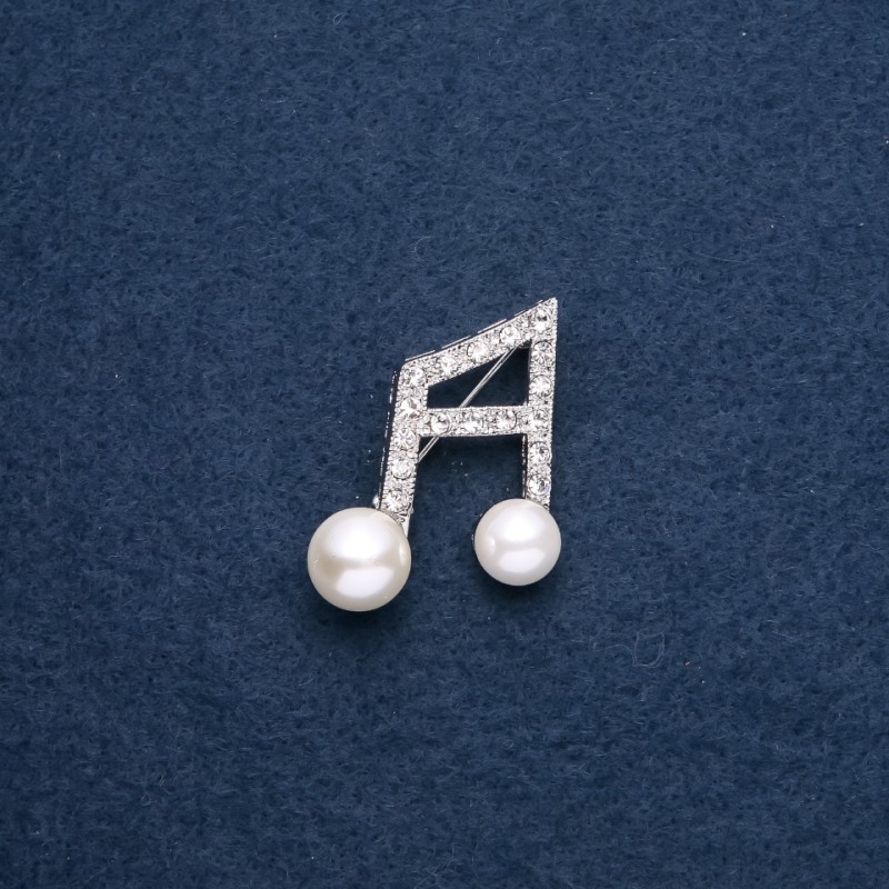 Reduzierte Brosche Musiknote „Note“ 30×34 mm Metallfarbe Silber
