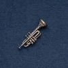 Musikbrosche „Trompete“ 48×16 mm, bronzefarbene Metallfarbe