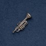 Musikbrosche „Trompete“ 48×16 mm, bronzefarbene Metallfarbe