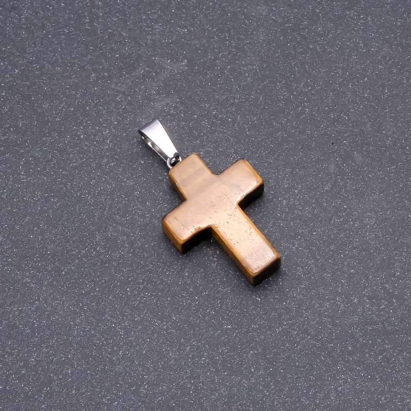 Anhänger Kreuz aus Tigeraugenstein, 25 × 18 mm