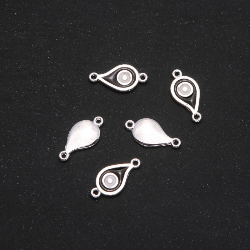 Verbindungsstück Ägyptisches Auge, 11×22 mm, 5er-Pack, Grau-Metall