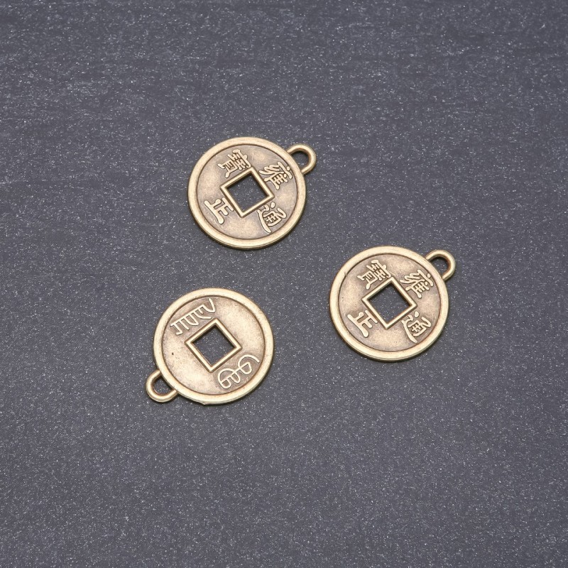 Schmuckzubehör Anhänger Chinesische Münze 20 mm, Verpackung 20 g, +/- 12 Stück