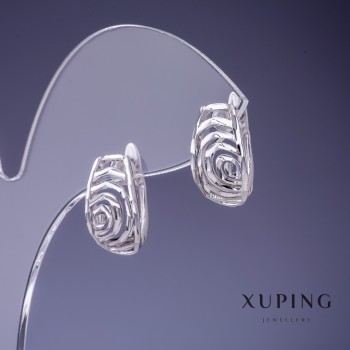 Ohrringe Xuping 16×9 mm „Rosen“ Rhodiumbeschichtung