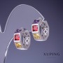Xuping Ohrringe mit bunten Kristallen, 18×7 mm, Rhodiumbeschichtung
