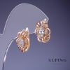Xuping-Ohrstecker mit weißen Kristallen 16x12 mm, 18K-Vergoldung