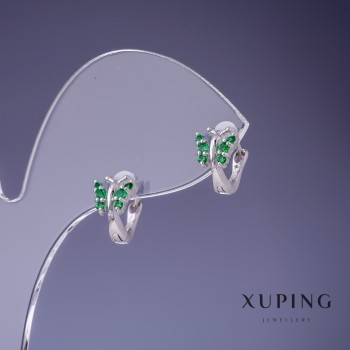 Ohrringe Xuping Schmetterlinge grüne Strasssteine 10×7 mm Rhodiumbeschichtung
