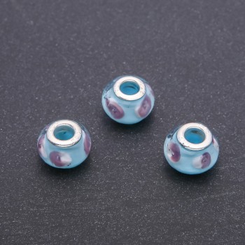 Pandora-Perle aus Kunststoff, Durchmesser 14x10 mm, Lochdurchmesser 4,5 mm, Packung 6 Stück